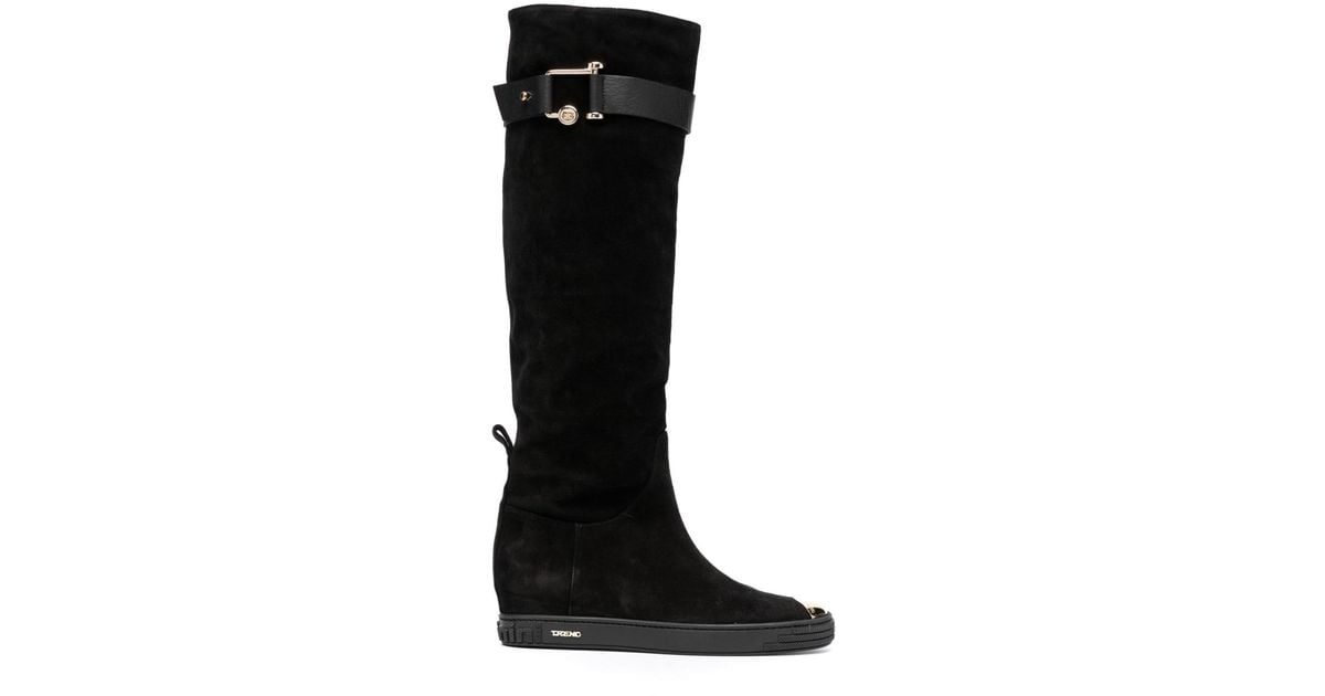 Baldinini Metal-toecap Suede Boots in Black | Lyst