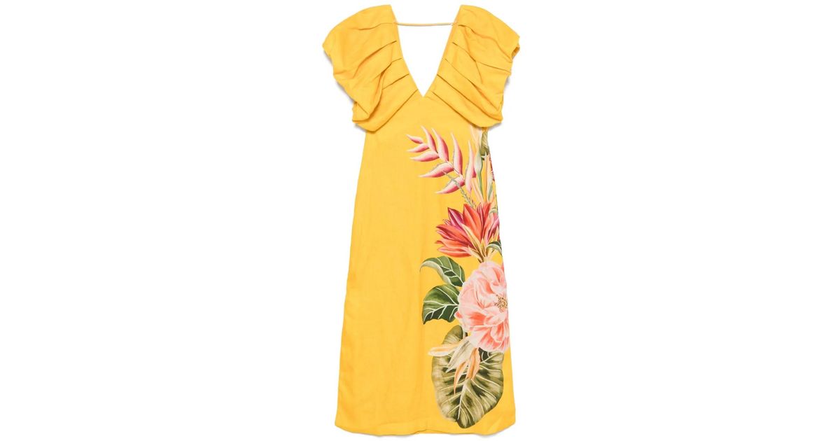 FARM Rio Spring Awakening Midi Dress in Yellow | Lyst