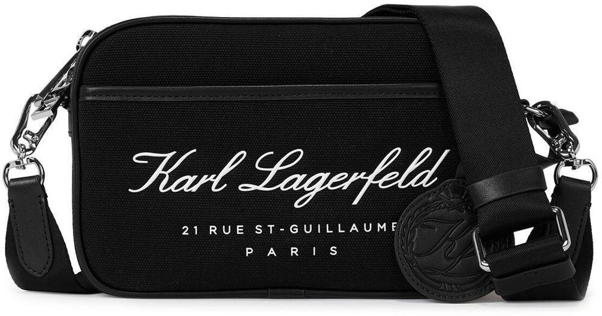 Karl Lagerfeld Hotel Karl Canvas Crossbody Bag in Black Lyst