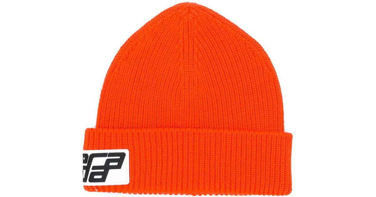 orange prada beanie