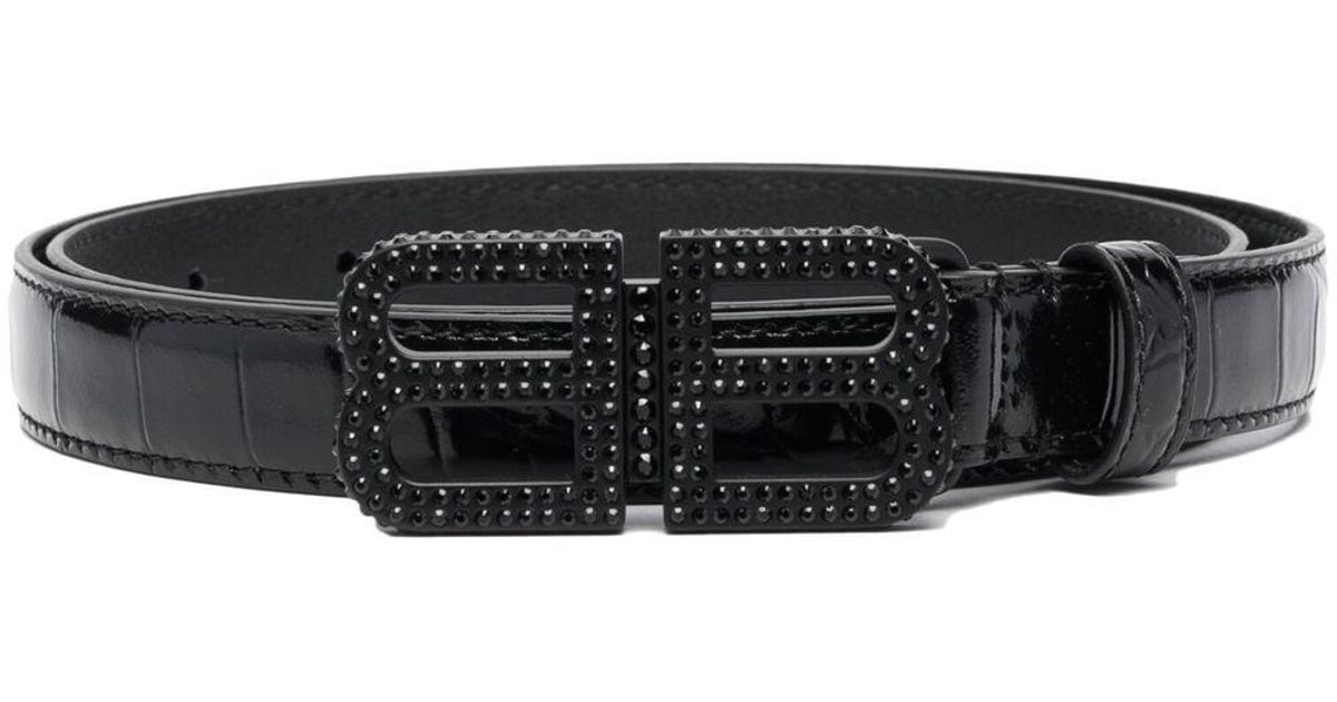 Balenciaga Bb Hourglass Embossed Leather Belt In Black | Lyst