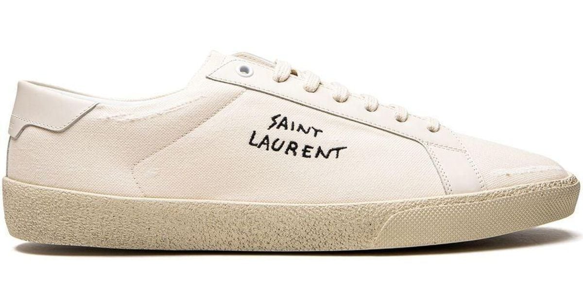 Ysl Court Classic Sl/06 Embroidered Sneakers in White for Men Lyst Ysl Court Classic Sl/06 Embroidered Sneakers in White for Men Lyst