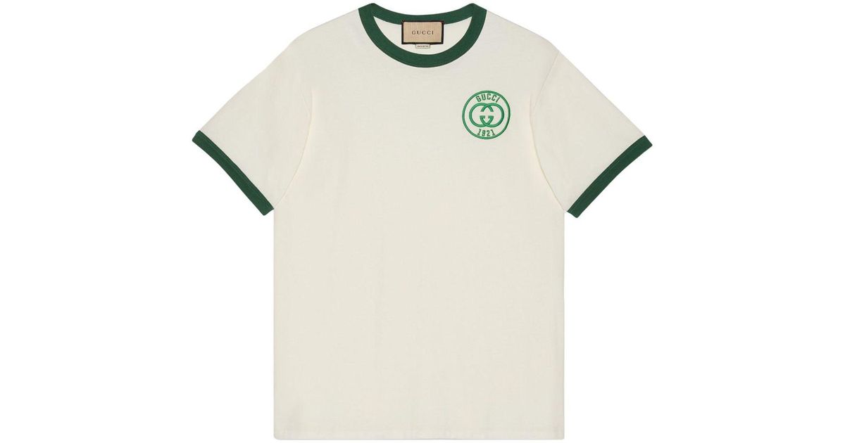 Gucci Double-g Logo Cotton T-shirt in Natural for Men | Lyst