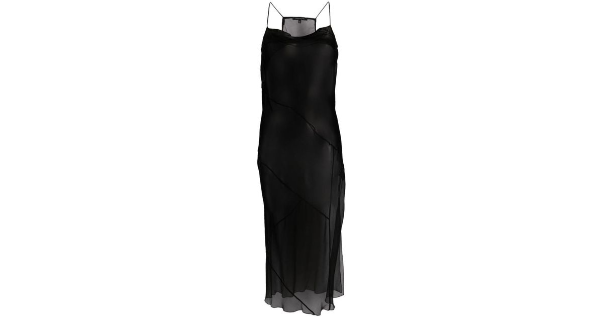 Patrizia Pepe Sheer Silk Slip Dress in Black | Lyst