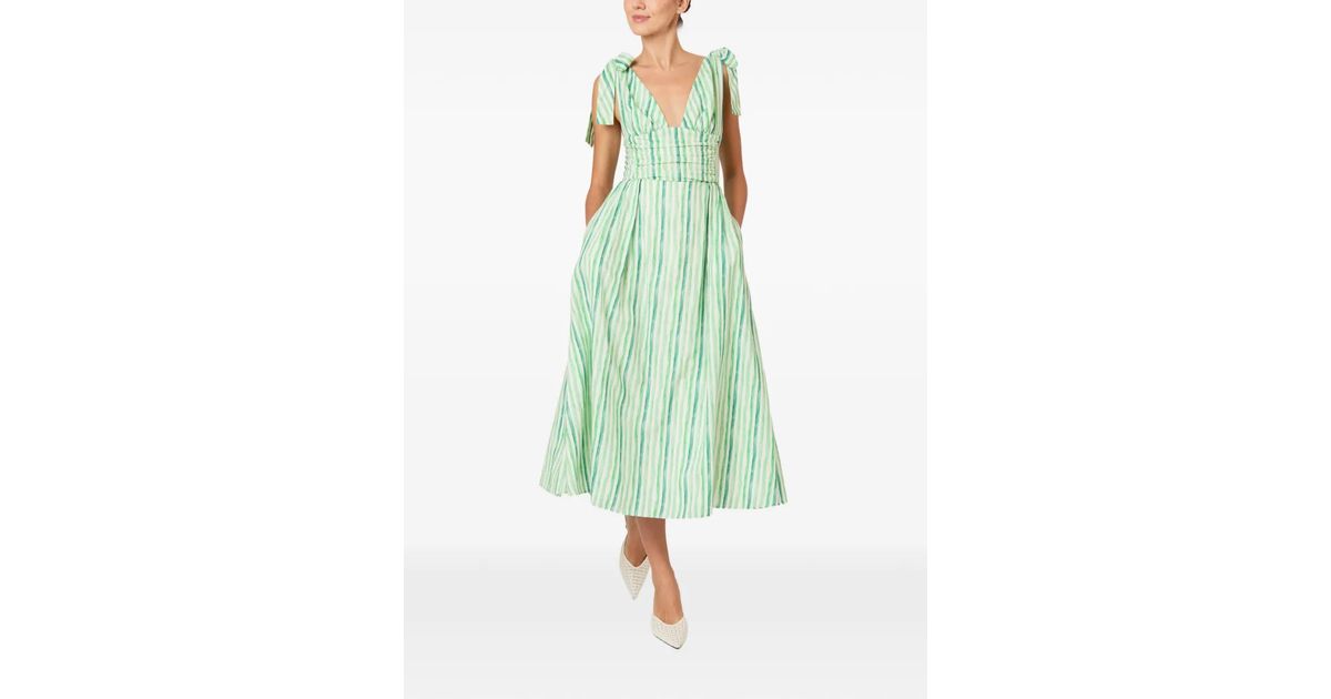 rosie assoulin green striped dress Tied-Sleeves in y2k
