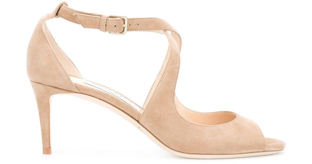 Jimmy Choo Leather Emily 65 Sandals in Natural - Lyst