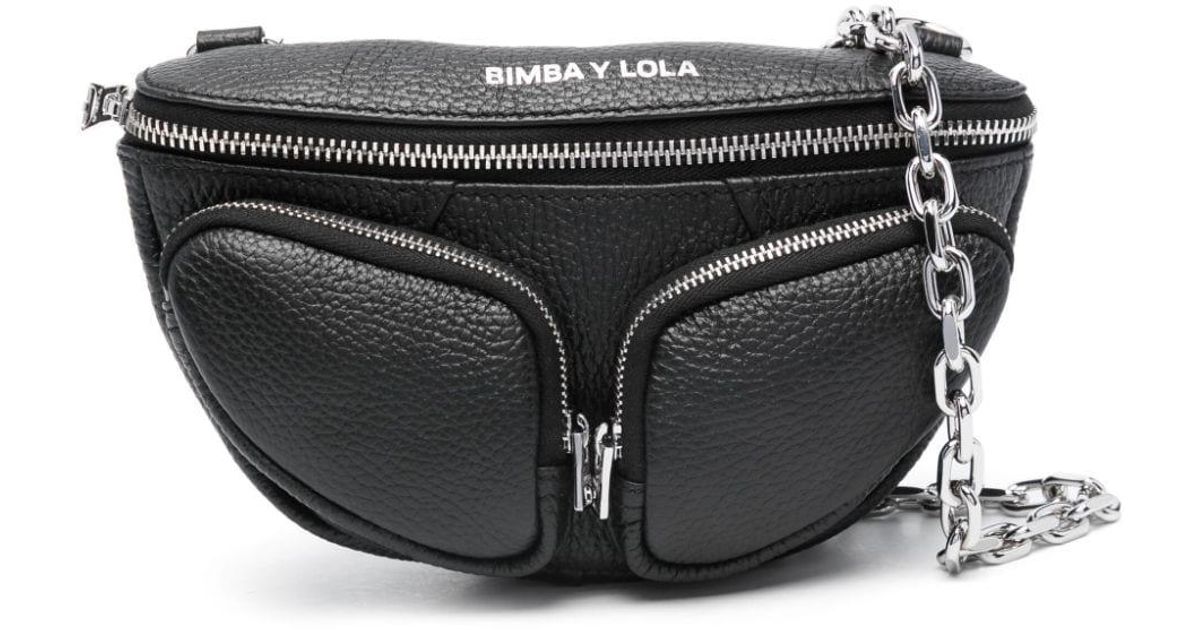 Bimba Y Lola Xs Pocket Leather Crossbody Bag - Black