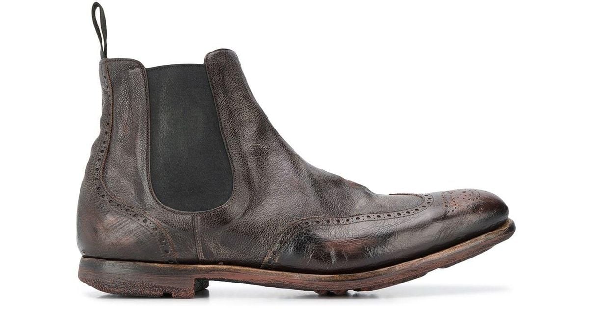 Church's Leather Distressed Effect Chelsea Boots in Brown for Men | Lyst