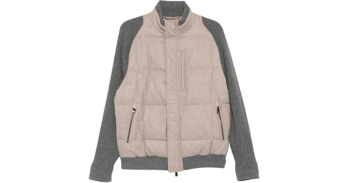 Corneliani Knitted Panel Jacket in Natural for Men | Lyst