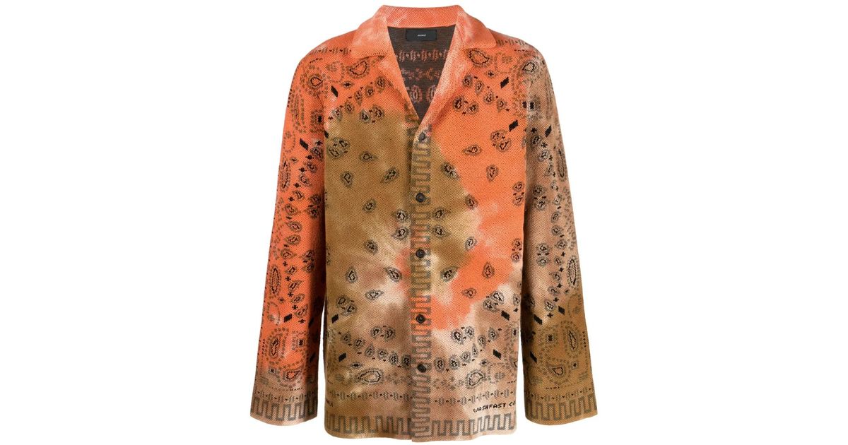 Alanui Orange Bandana Print Cotton Shirt