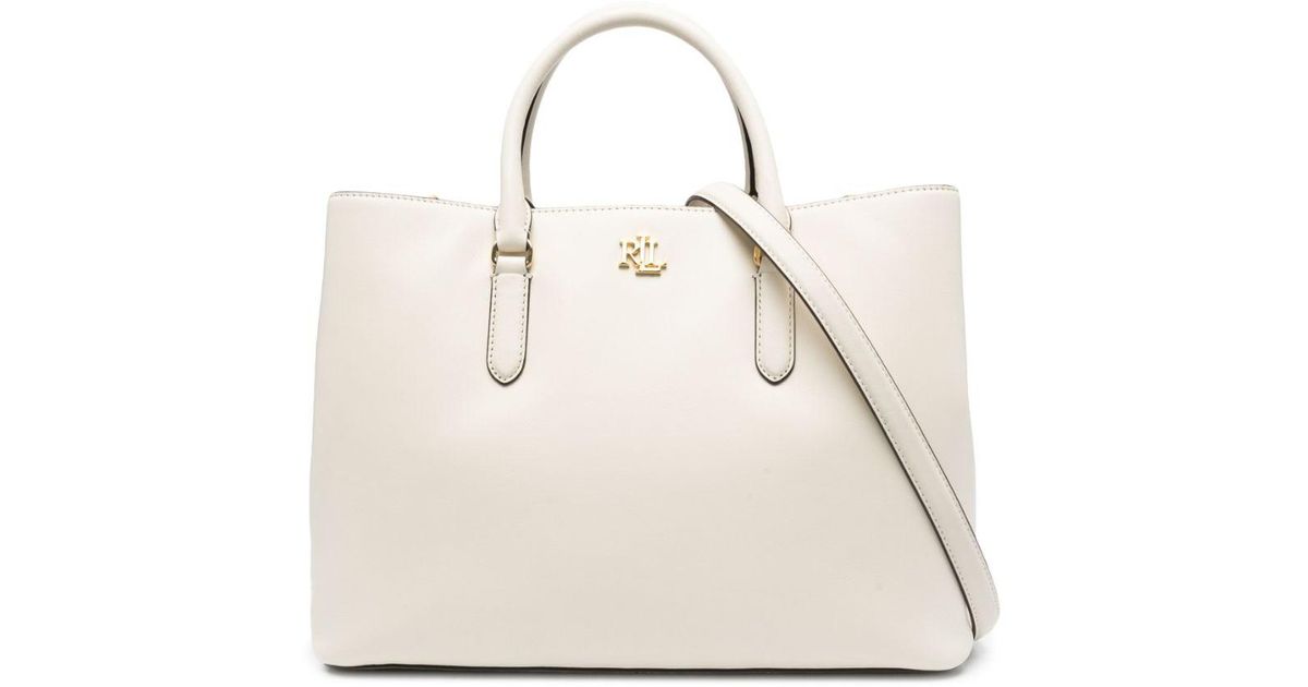 Lauren by Ralph Lauren Large Marcy Leather Tote Bag in Natural Lyst
