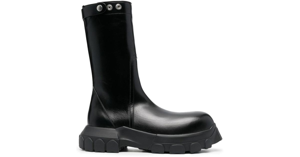 Rick Owens Leather Creeper Bozo Tractor Boots in Black for Men | Lyst ...