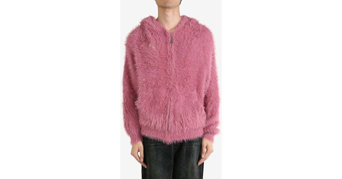 THUG CLUB Brushed Zipped Hoodie in Pink for Men | Lyst