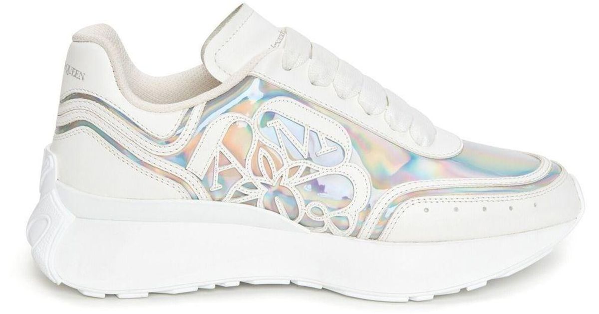 Alexander McQueen Holographiceffect Lowtop Sneakers in White Lyst