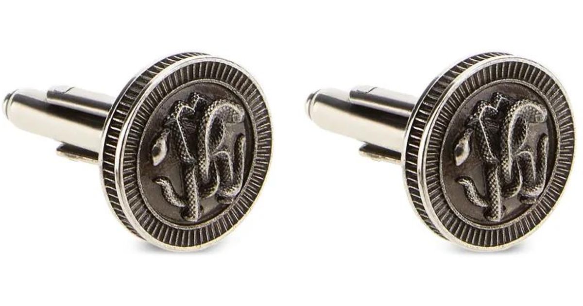メンズ Roberto Cavalli Mirror Snake カフスボタン メタリック | Lyst Mirror mirror カフリンクス ブラック