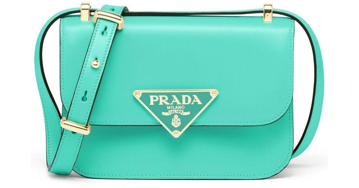 Prada Emblème Saffiano Leather Shoulder Bag in Green | Lyst