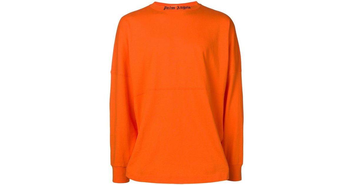 Palm Angels Logo Long-sleeve Sweatshirt in Orange for Men | Lyst