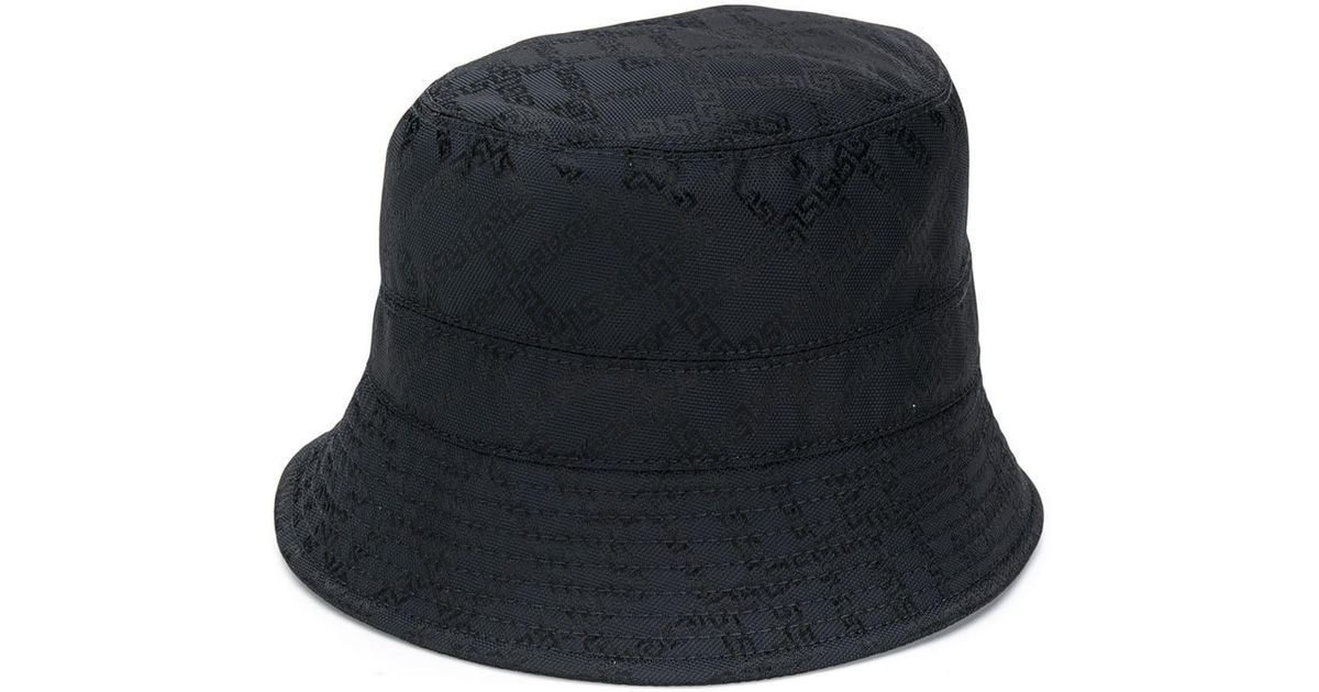 Versace Cotton Logo Bucket Hat in Black for Men - Lyst