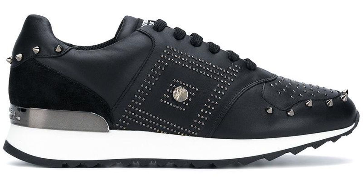 Versace Leather Spike Stud Sneakers in 