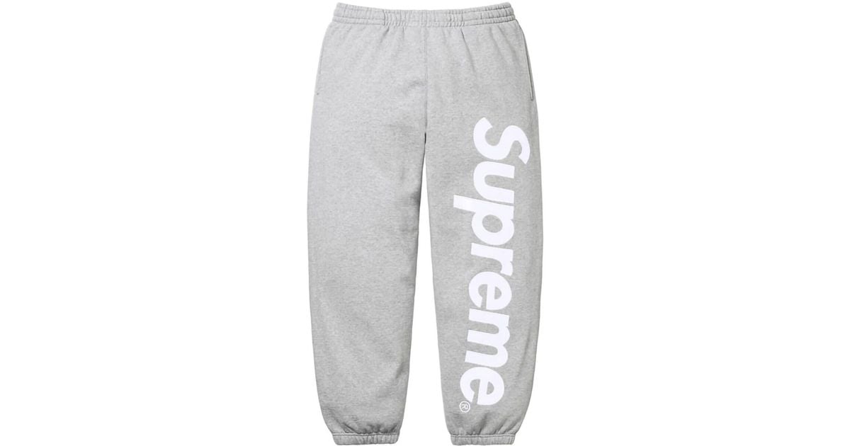 Supreme Logo Appliqué Cotton Track Pants in Gray for Men | Lyst