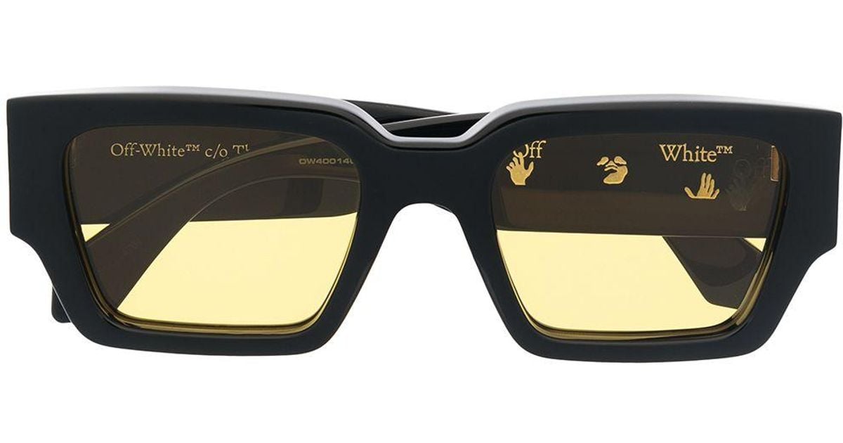 OFF-WHITE Mari Rectangular Frame Sunglasses Black/Gold  (OMRI010R21PLA0011003) Men's - US