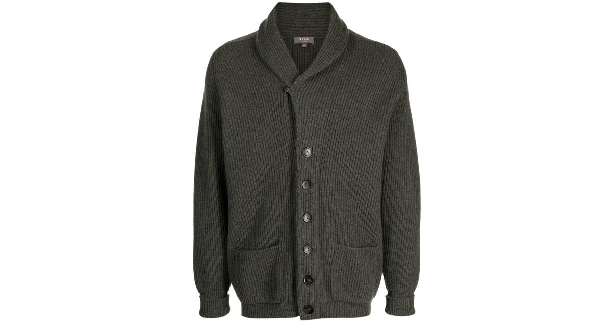 N.Peal herringbone-pattern cashmere cardigan - Grey
