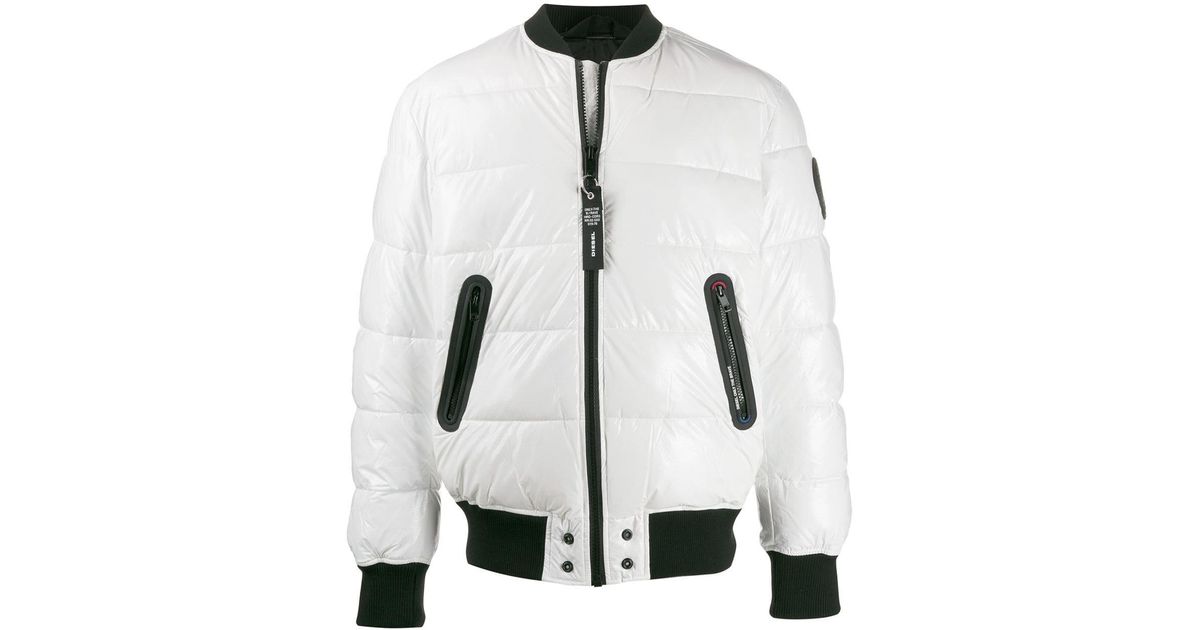 DIESEL Synthetic Won Padded Bomber Jacket in White for Men Lyst