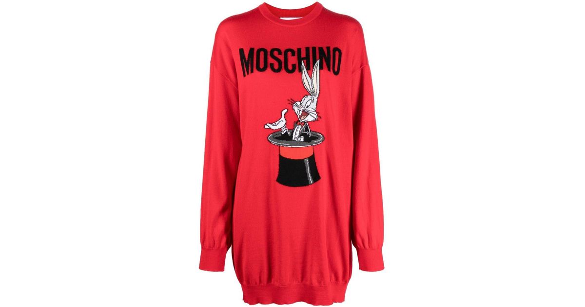 Moschino Bugs Bunny Intarsiaknit Dress in Red Lyst Moschino Bugs Bunny Intarsiaknit Dress in Red Lyst