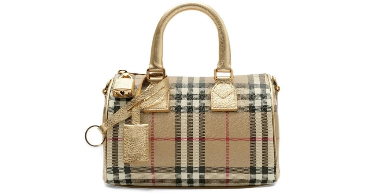 Mini Bagas Burberry Mini Check Bowling Bag in Metallic | Lyst