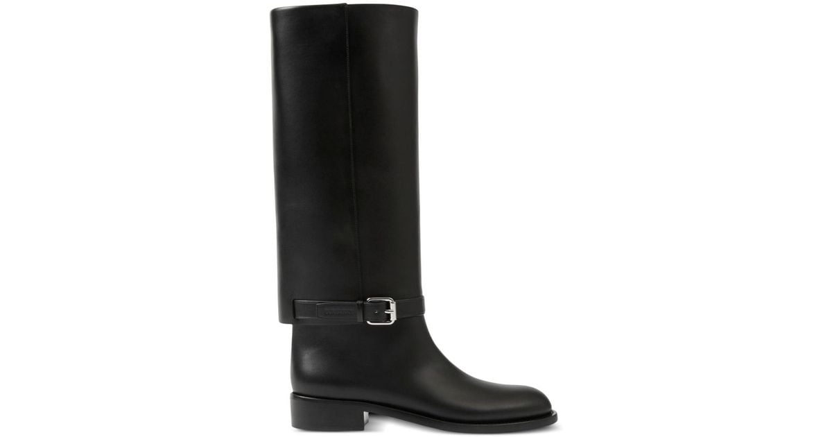 Burberry Knee-high Leather Boots in Black | Lyst
