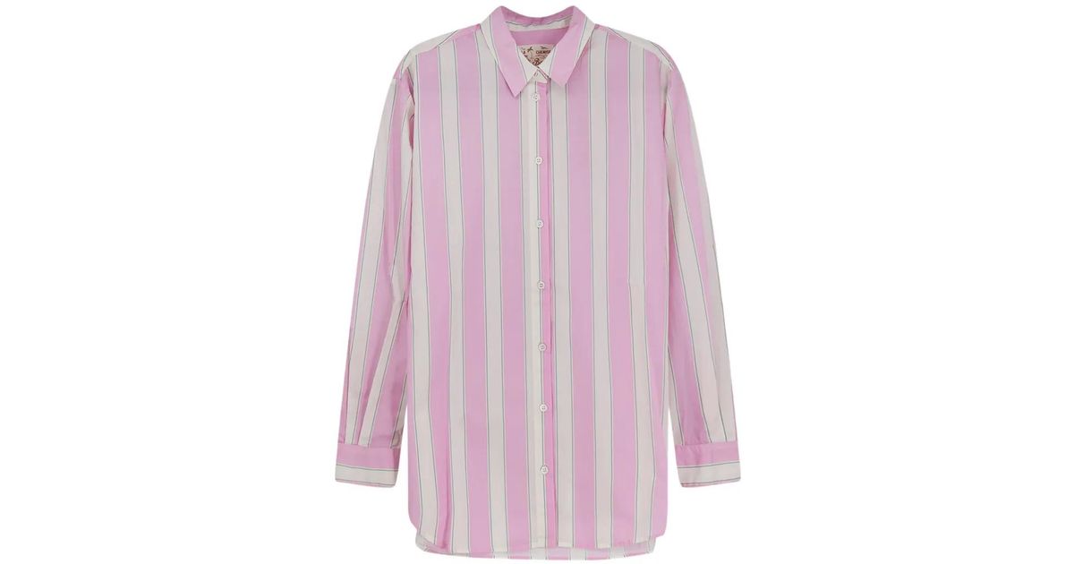 MC2 Saint Barth Brigitte Striped Buttoned Shirt in Pink | Lyst