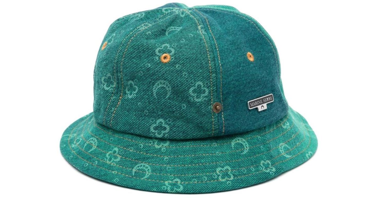 Marine Serre Moon Print Bucket Hat in Green for Men | Lyst