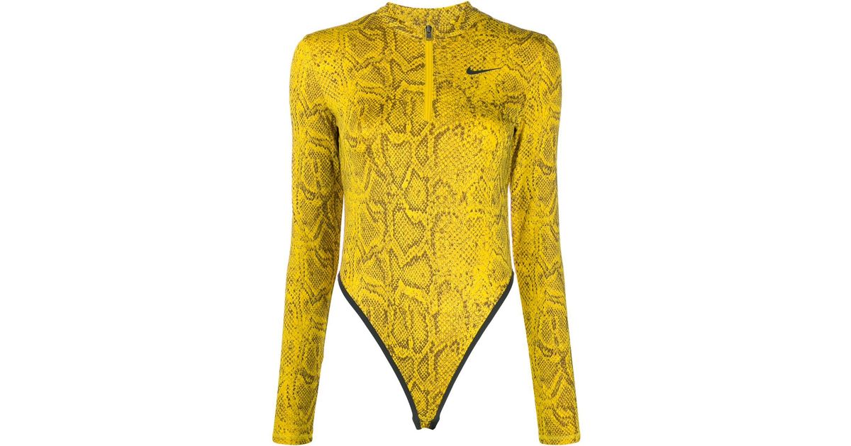 Nike Synthetic Snake-effect Print Bodysuit in Yellow - Lyst
