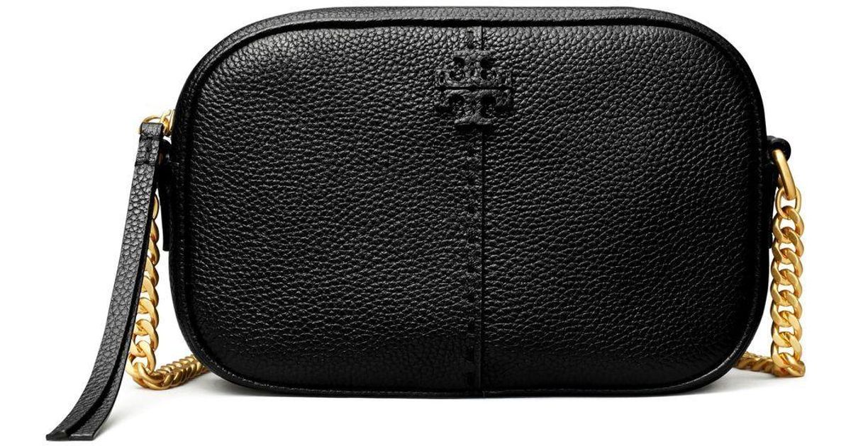 Tory Burch Mcgraw Leather Camera Bag in Black Lyst Australia