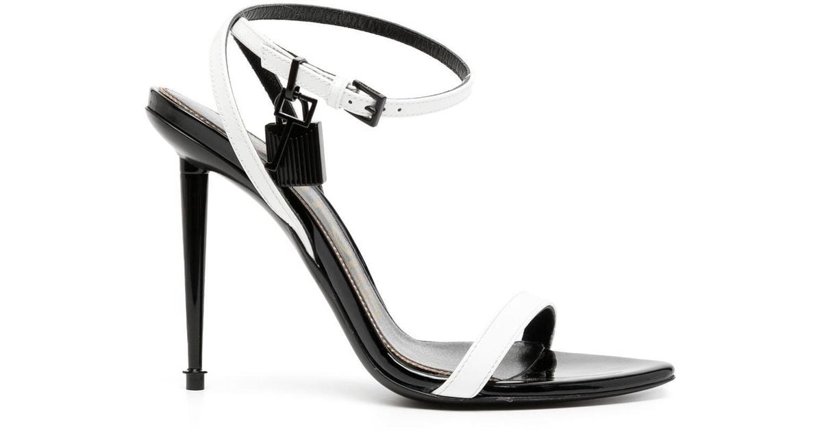 Tom Ford Padlock Detail Stiletto Heel Sandals in Black | Lyst