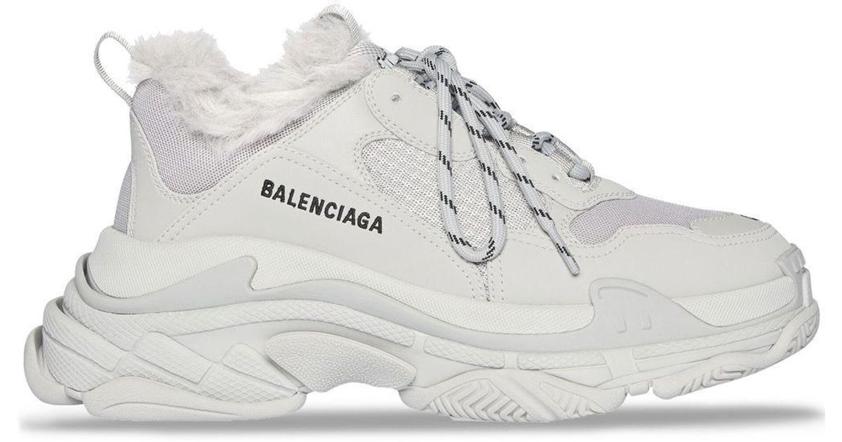 balenciaga triple s faux fur lined sneakers