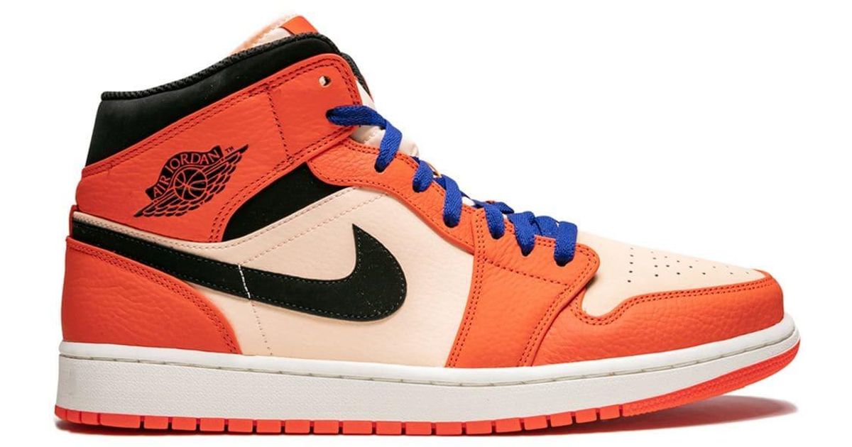 Nike Leather Air Jordan 1 Mid Se in Orange for Men | Lyst