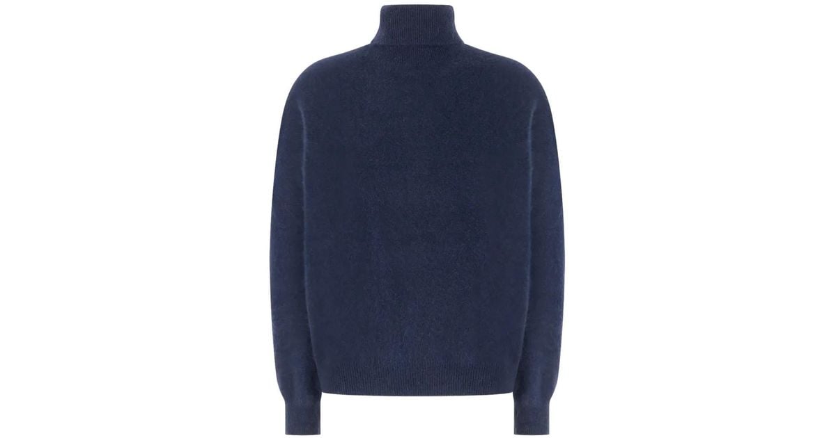 Vanisé Roll-Neck Brushed-Knit Sweater in Blue | Lyst