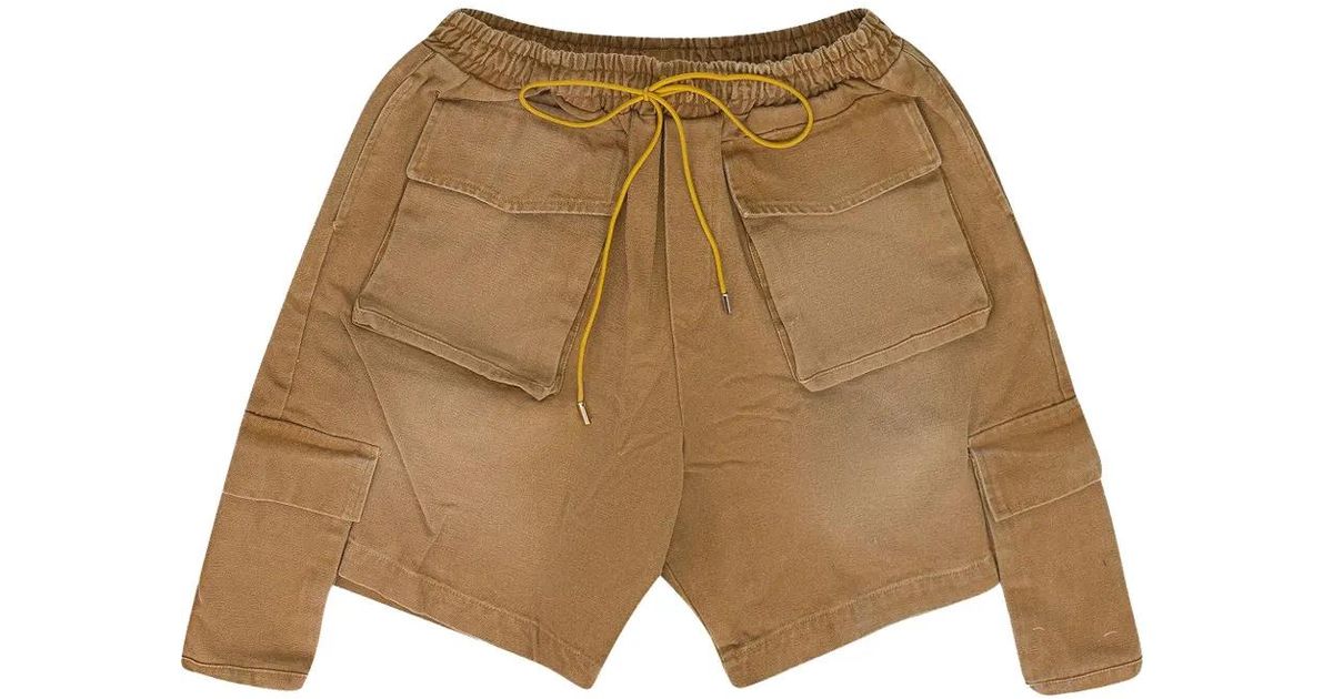 Rhude Drawstring Cargo Shorts in Natural for Men | Lyst