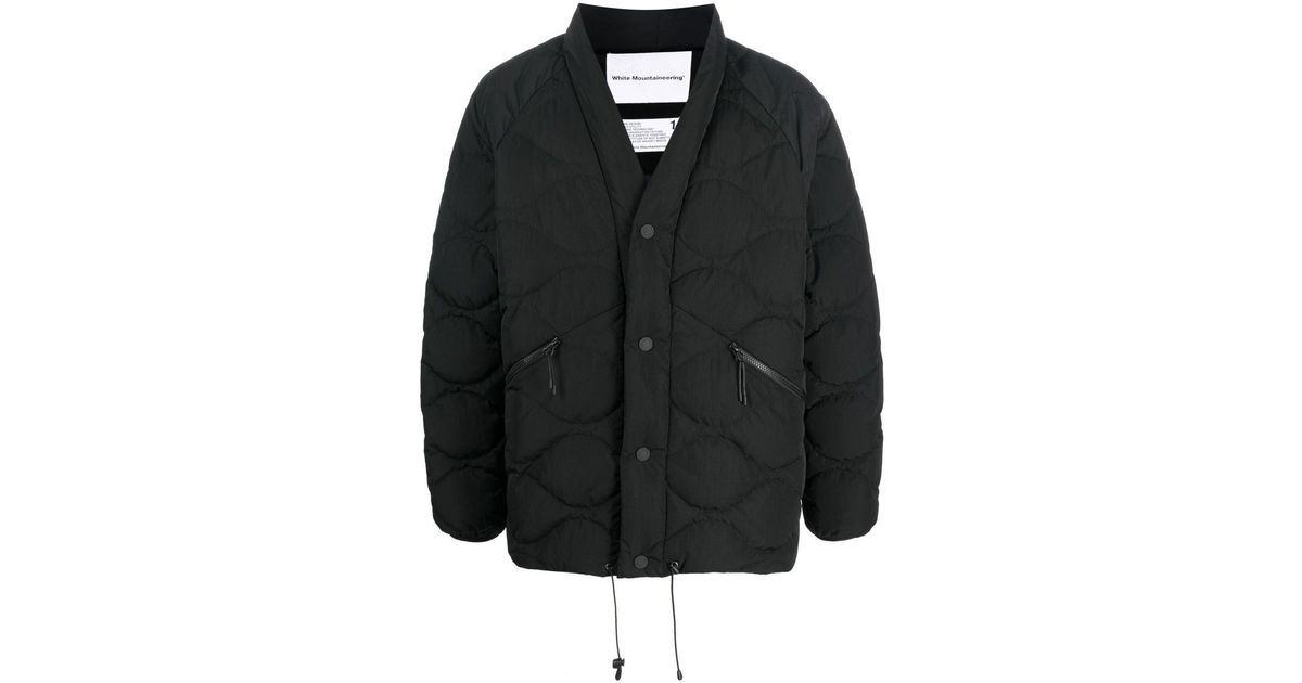 White Mountaineering X Taion Quilted V-neck Jacket in Black for 