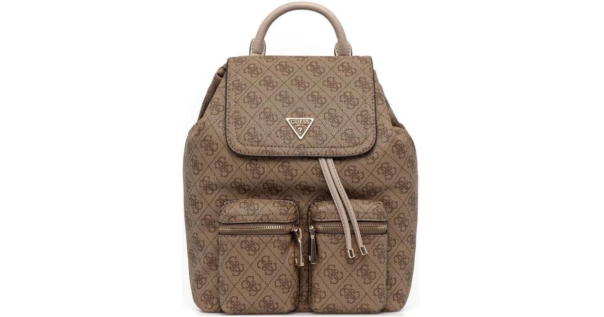 Guess Manhattan Monogram Flap Backpack in Natural | Lyst