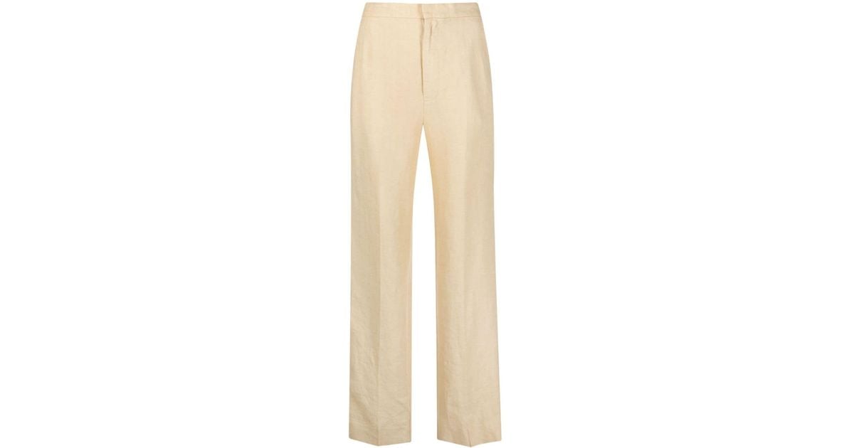 Polo Ralph Lauren Straight-leg Linen Trousers in Natural | Lyst