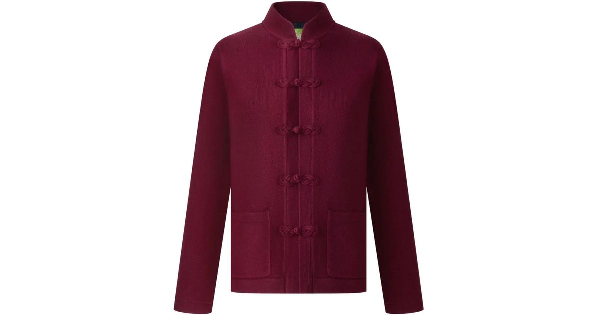 Shanghai Tang Knot Button Tang Cardigan in Purple | Lyst UK