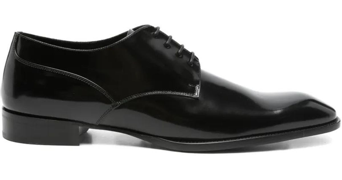 メンズ Saint Laurent エナメルレザー ダービーシューズ ブラック | Lyst