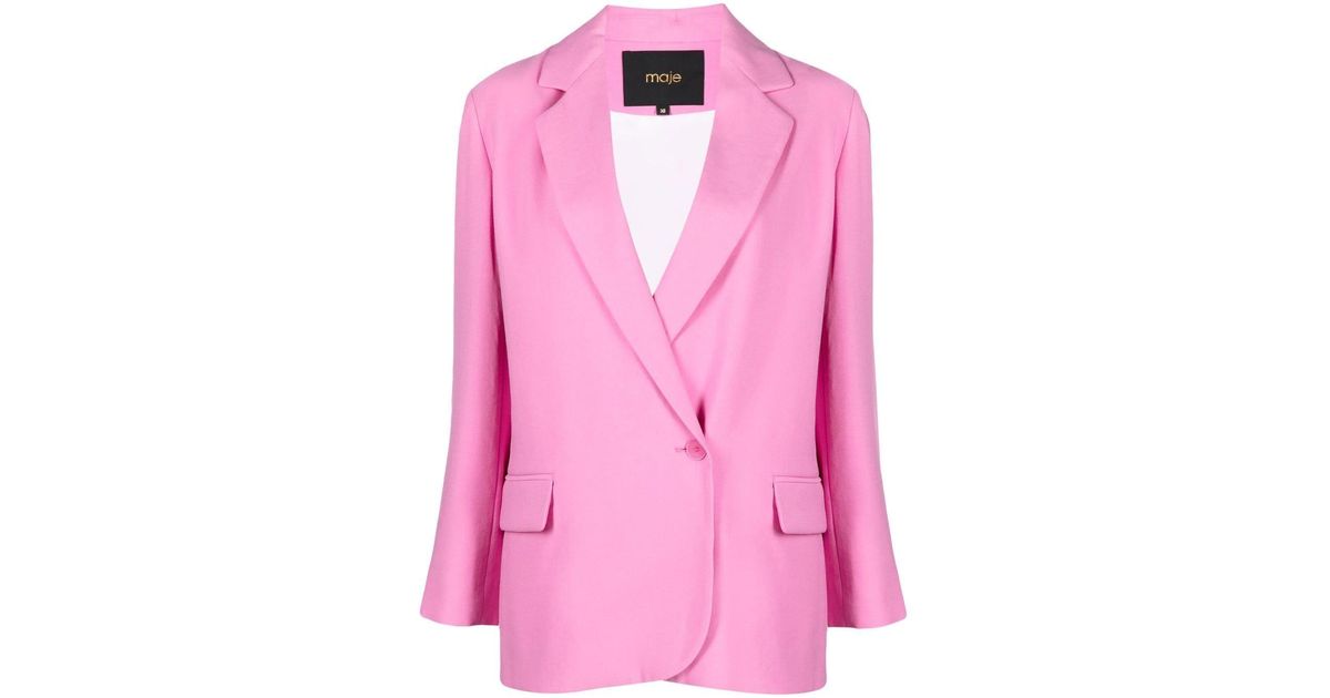 Maje Single-breasted Boxy Blazer in Pink | Lyst Canada