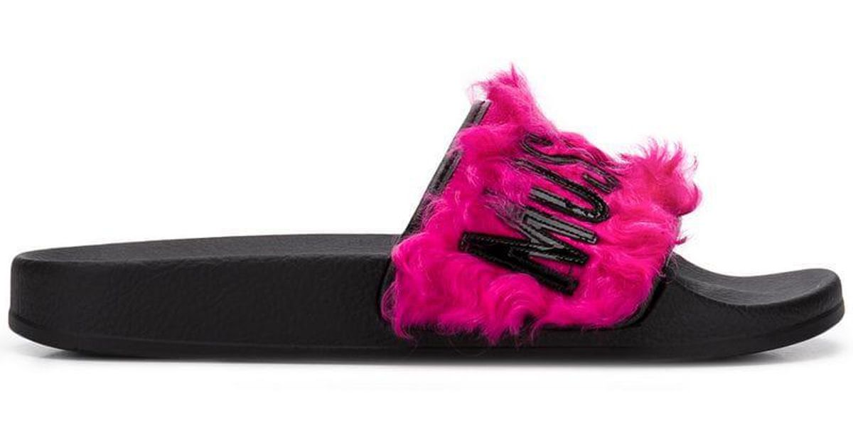 moschino fur slides