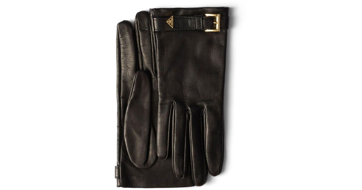 Prada レザーグローブ ブラック | Lyst