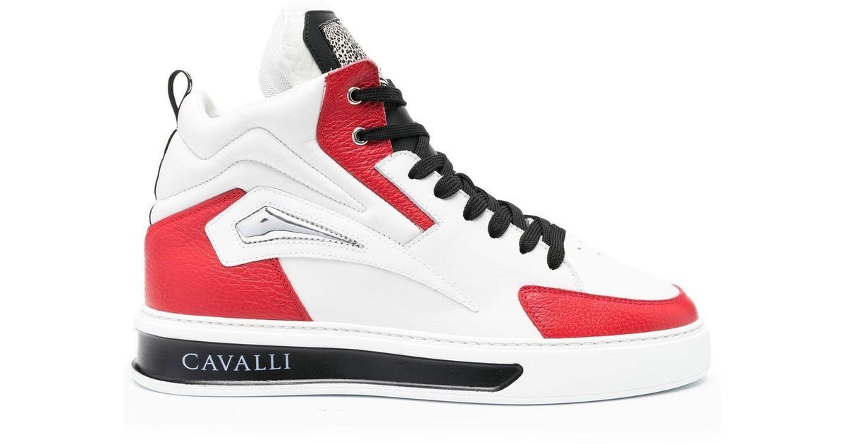 Baskets montantes à design colour block Cuir Roberto Cavalli pour homme