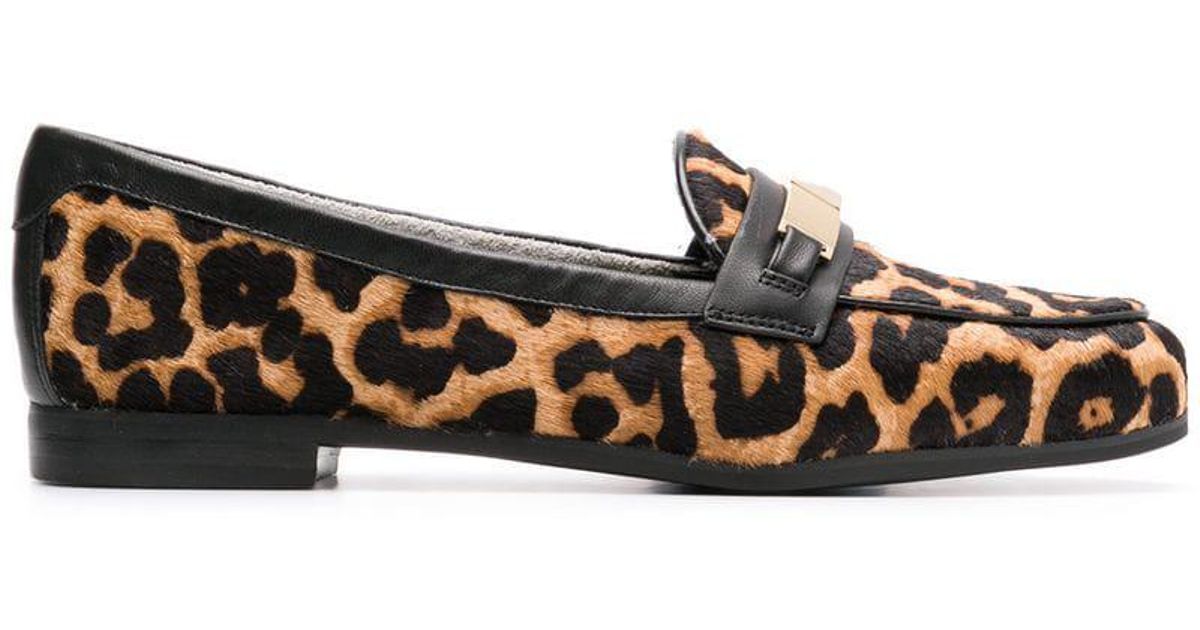 MICHAEL Michael Kors Leather Leopard Loafers in Brown | Lyst