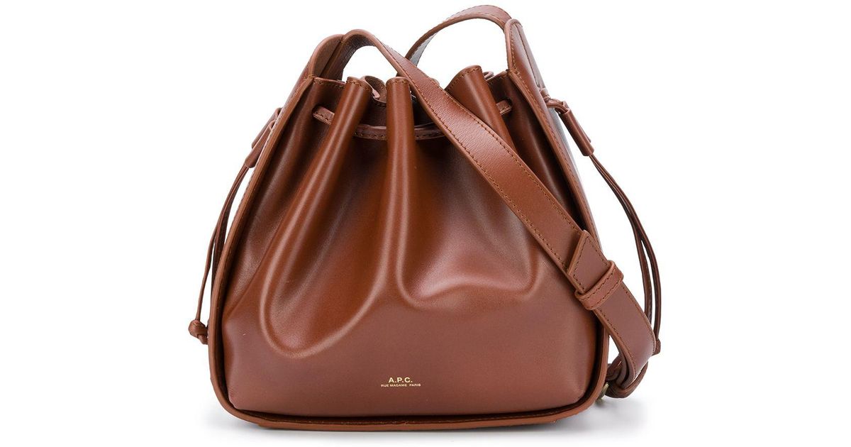 A.P.C. Courtney Small Leather Bucket Bag in Brown | Lyst A.P.C. Courtney Small Leather Bucket Bag in Brown | Lyst